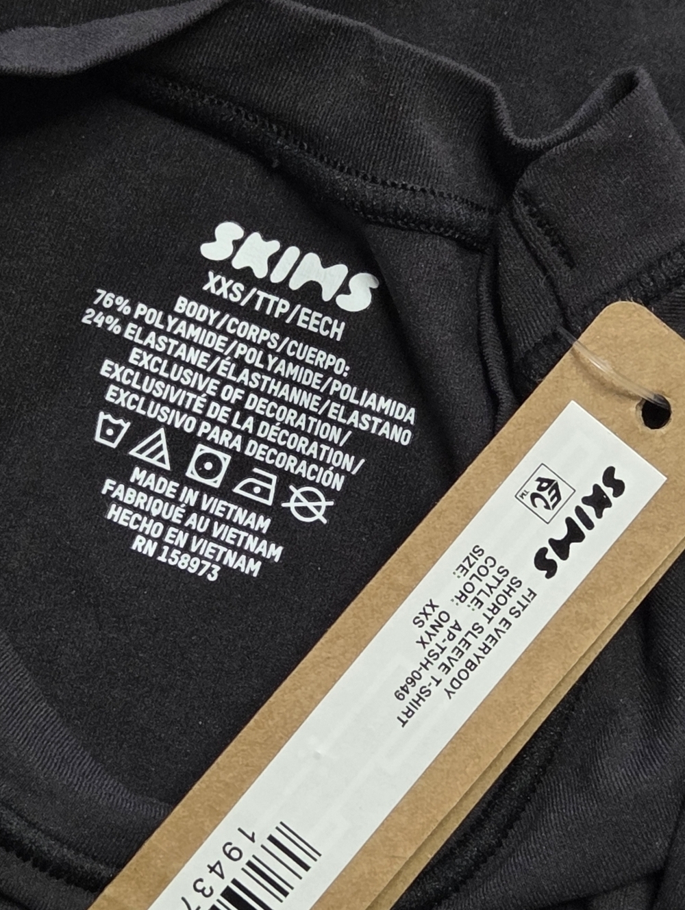 Skims Fits Everybody T Shirt Top Onyx Black TShirt XXSmall NWT - Picture 4 of 4
